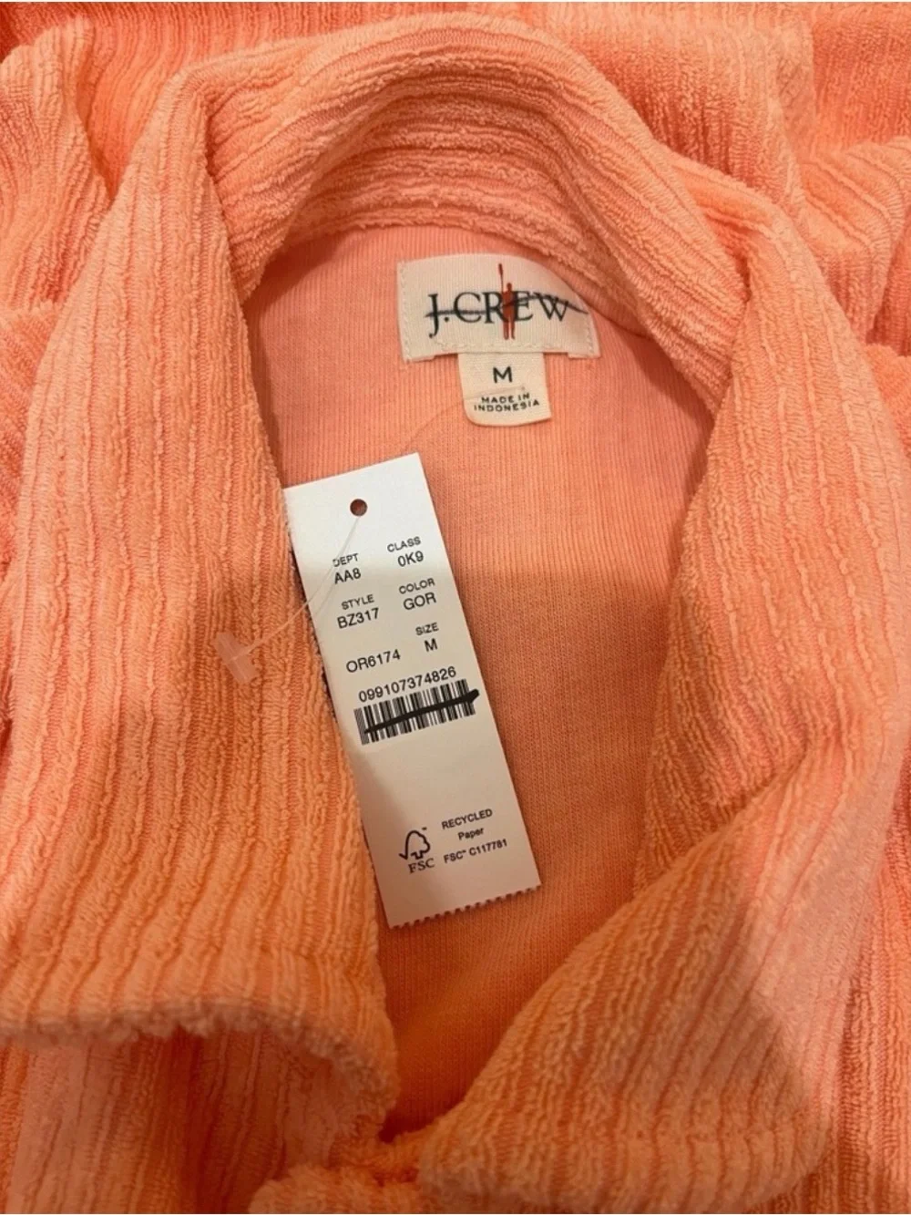 J.Crew Short-sleeve corded terry camp-collar shirt in geometric orange